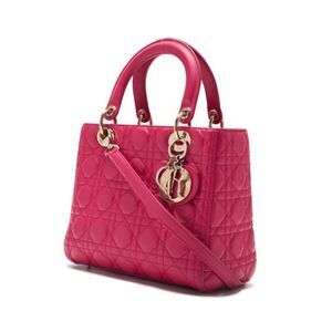Dior Lady Lambskin Cannage Handbag Pink